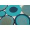 Multi-Petal Round Braided Outdoor Rug — Mixed Teal Petal Set
