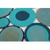 Multi-Petal Round Braided Outdoor Rug — Mixed Teal Petal Set