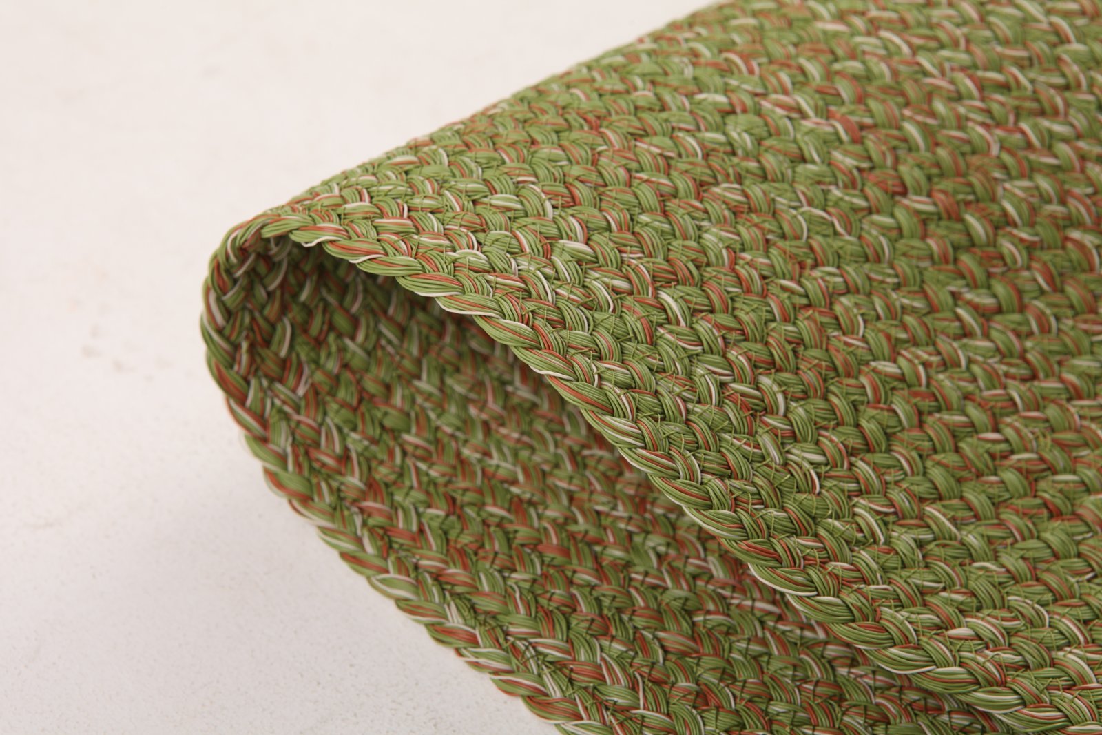 Multicolor sage green brick red cream flatweave rectangle outdoor rug