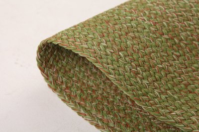 Multicolor Flatweave Rectangle Outdoor Rug — Sage Green / Brick Red / Cream
