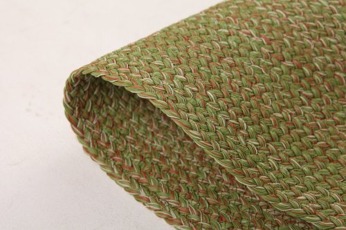 Multicolor Flatweave Rectangle Outdoor Rug — Sage Green / Brick Red / Cream
