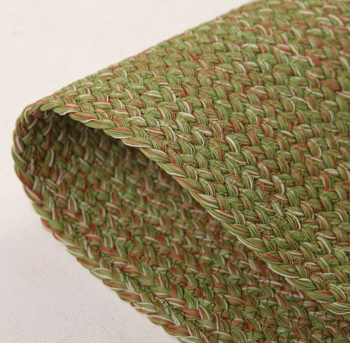Multicolor Flatweave Rectangle Outdoor Rug — Sage Green / Brick Red / Cream