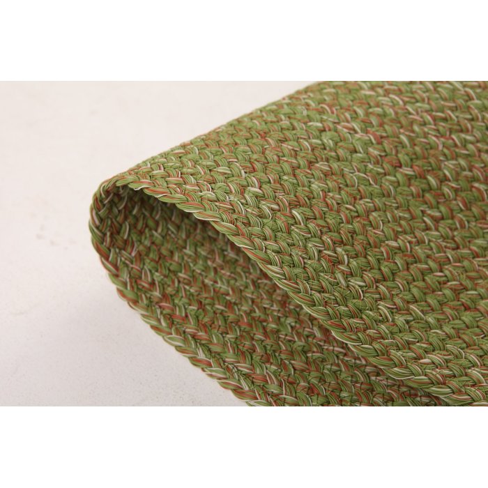 Multicolor Flatweave Rectangle Outdoor Rug — Sage Green / Brick Red / Cream