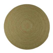 Multicolor Spiral Braided Round Outdoor Rug — Sage Green / Brick Red / Cream
