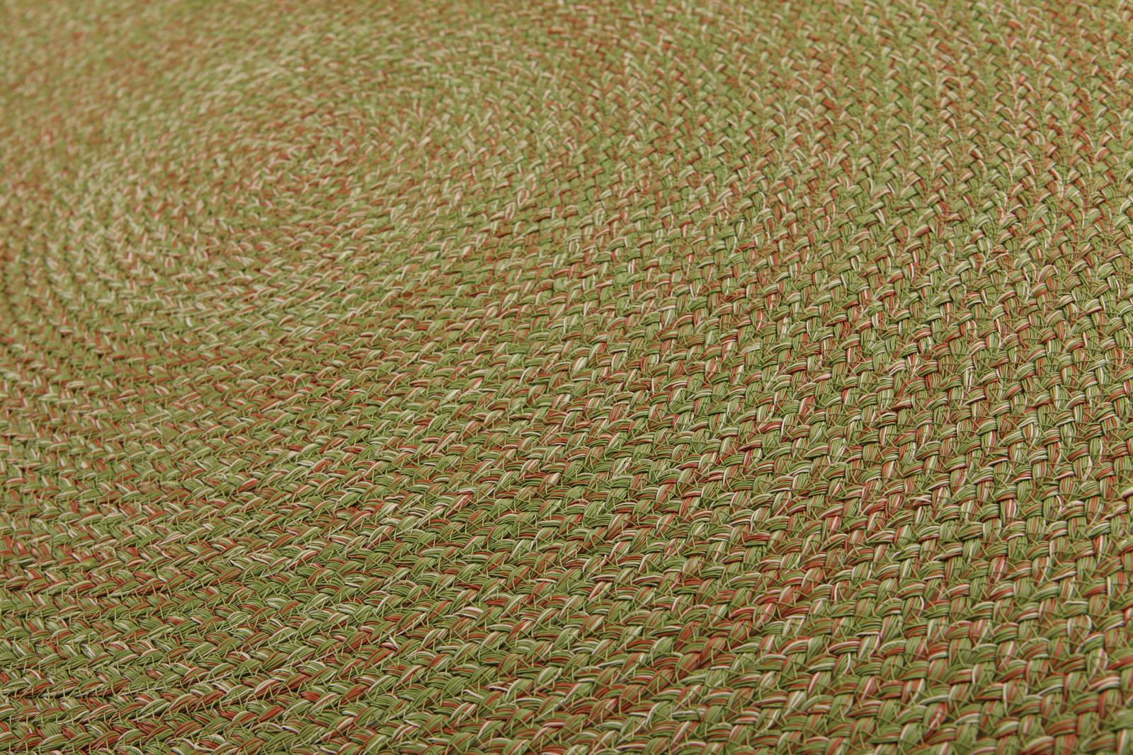 Spiral braided round rug surface detail showing sage brick cream yarn blend