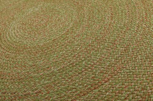 Multicolor Spiral Braided Round Outdoor Rug — Sage Green / Brick Red / Cream