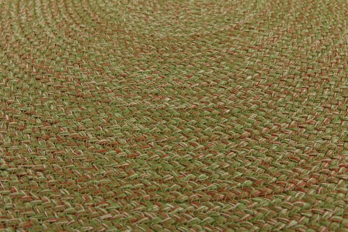 Multicolor Spiral Braided Round Outdoor Rug — Sage Green / Brick Red / Cream