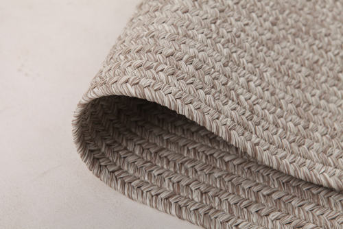 Neutral Beige Flatweave Rectangle Polyester Rope-Woven Outdoor Rug