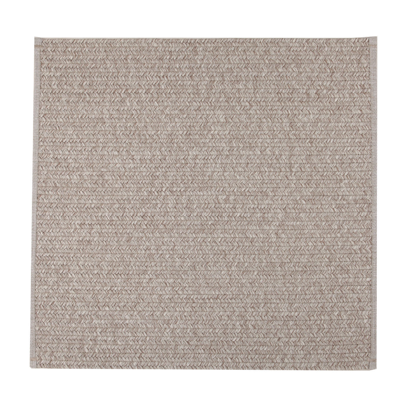 Neutral beige solid flatweave rectangle polyester rope-woven outdoor rug, full overview