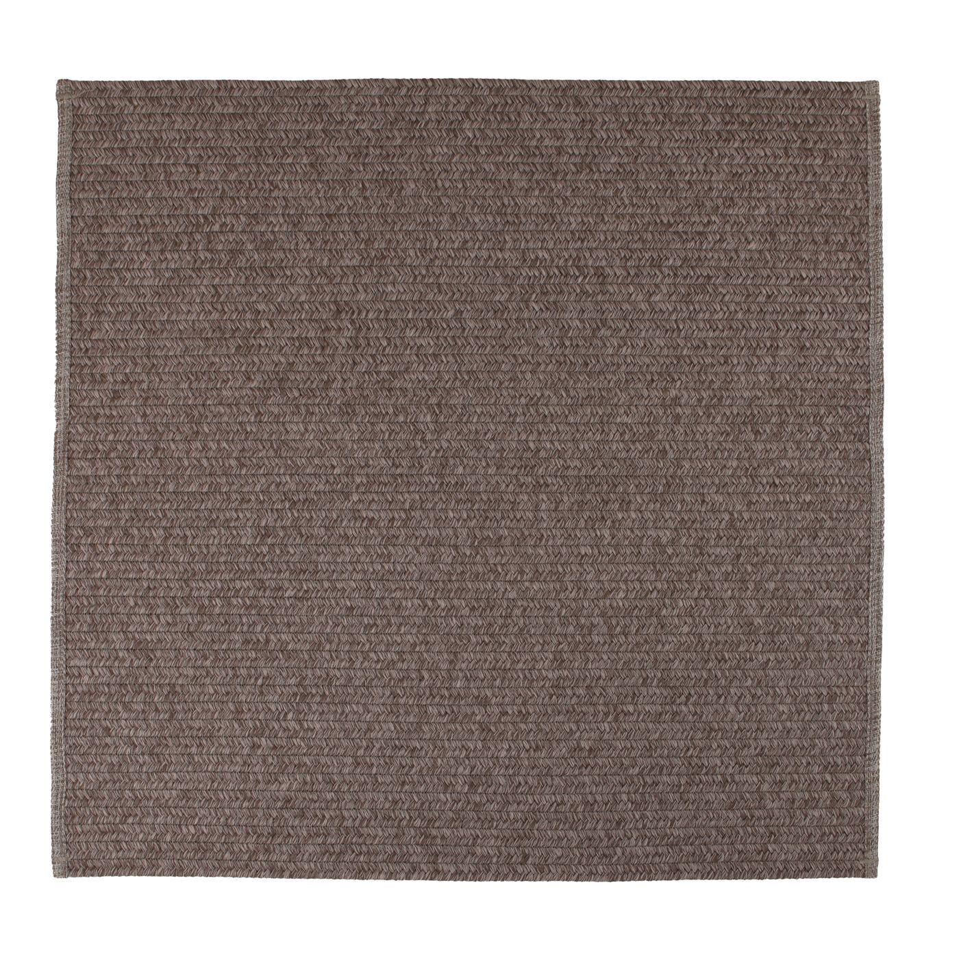 Solid mocha brown flatweave square polyester rope-woven outdoor rug, full overview