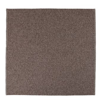 Solid Mocha Brown Flatweave Square Polyester Rope-Woven Outdoor Rug