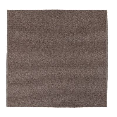 Solid Mocha Brown Flatweave Square Polyester Rope-Woven Outdoor Rug