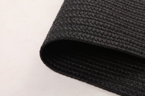 Black Square Polyester Rope-Woven Carpet with Bound Edge