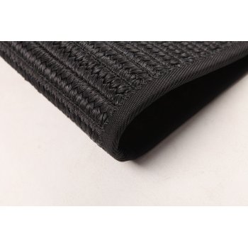 Black Square Polyester Rope-Woven Carpet with Bound Edge