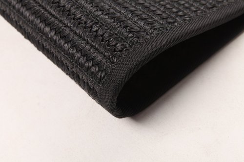 Black Square Polyester Rope-Woven Carpet with Bound Edge