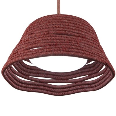 Brick Red Hand-Stitched Polyester Rope Pendant Lampshade with Wavy Open Rim