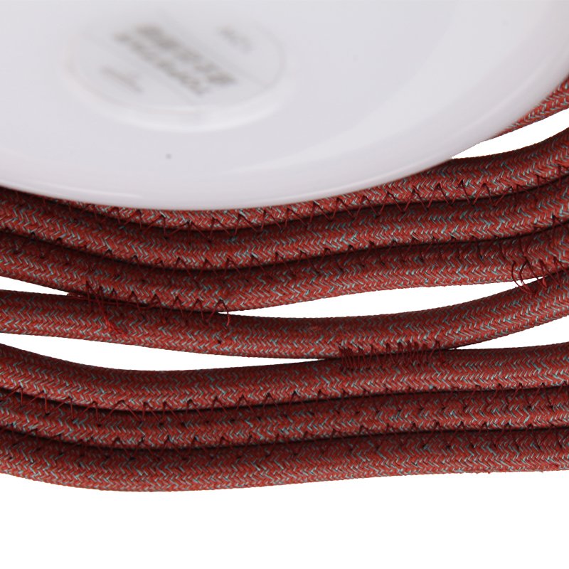 Hand-stitched brick red rope pendant lampshade detail 3