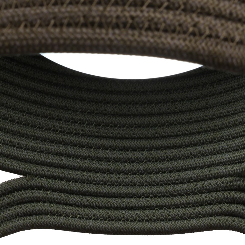 Interior view of the sage green rope layer and the open arches at the bottom rim of the lampshade
