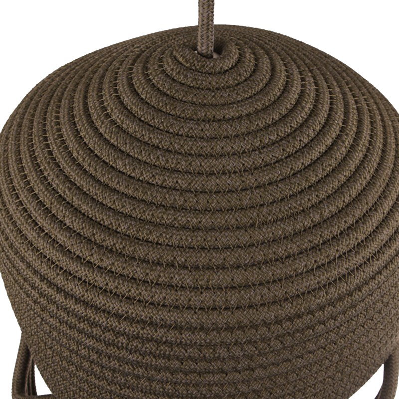 Top view of the concentric rope spiral closing at the centre where the pendant cord passes through