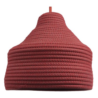 Brick Red Coil-Woven Dome Pendant Lampshade with Matching Cord