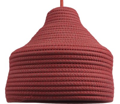 Brick Red Coil-Woven Dome Pendant Lampshade with Matching Cord