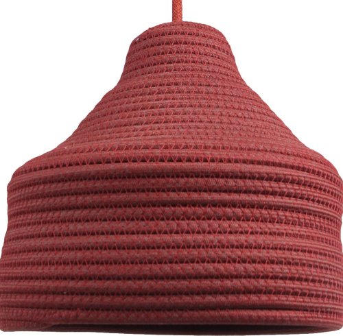 Brick Red Coil-Woven Dome Pendant Lampshade with Matching Cord