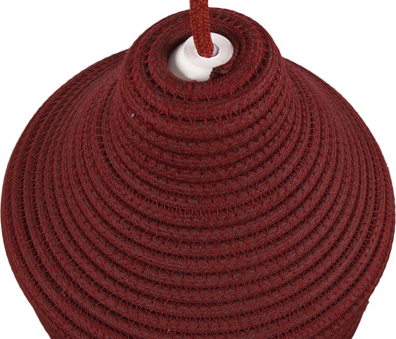 Matching brick-red cord meets a clean top finish