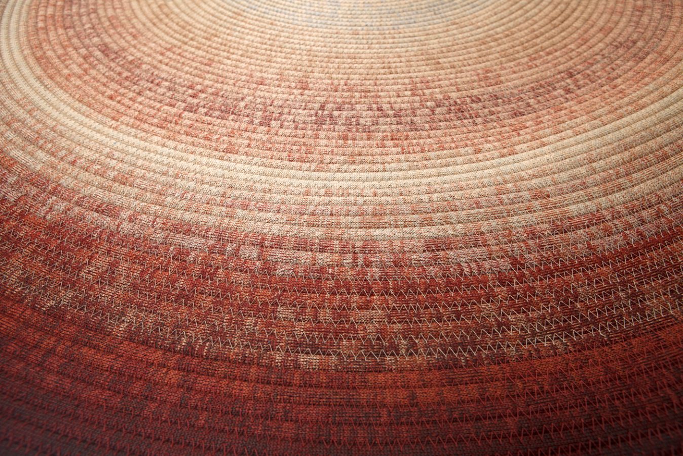 Close-up of the spiral weave at the center of the rug
