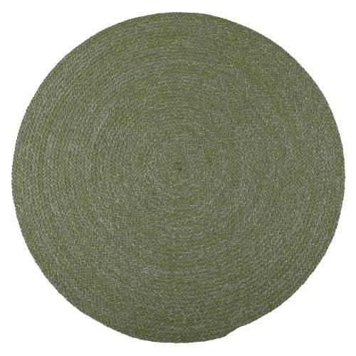 Textilene Speckled Coil-Weave Round Outdoor Rope Rug — Olive Green / Silver Fleck