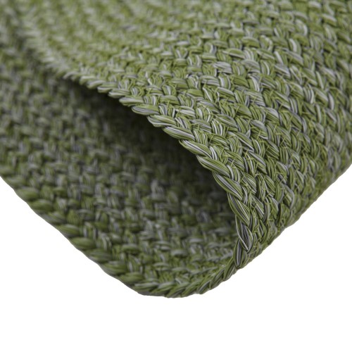 Textilene Speckled Coil-Weave Round Outdoor Rope Rug — Olive Green / Silver Fleck