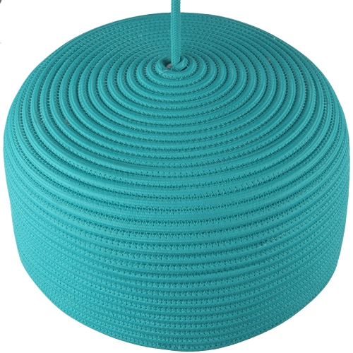 Turquoise Dome Rope-Woven Pendant Lampshade with Matching Cord