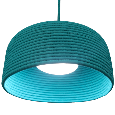 Turquoise Dome Rope-Woven Pendant Lampshade with Matching Cord