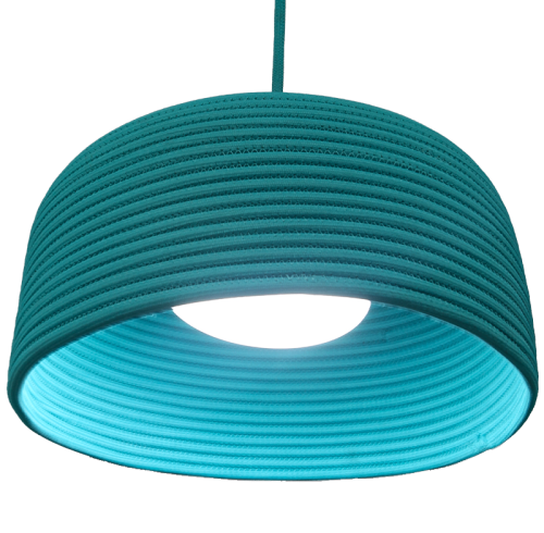 Turquoise Dome Rope-Woven Pendant Lampshade with Matching Cord