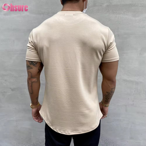 Custom Men's Sports T Shirt  | Cotton Elastane Slim Fit Mens Gym T Shirt Mens Bodybuilding Muscle T Shirt Scoop Hem Tshirt