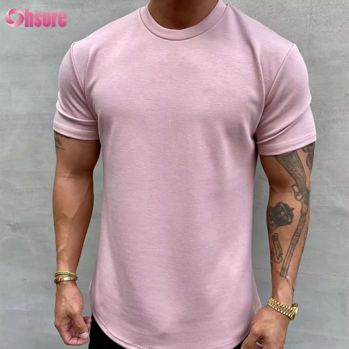 Custom Men's Sports T Shirt Manufacturer | Cotton Elastane Slim Fit Mens Gym T Shirt Mens Bodybuilding Muscle T Shirt Scoop Hem Tshirt