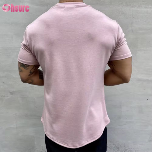 Custom Men's Sports T Shirt Manufacturer | Cotton Elastane Slim Fit Mens Gym T Shirt Mens Bodybuilding Muscle T Shirt Scoop Hem Tshirt