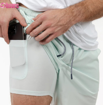 Custom Mens Sports Shorts Manufacturer | Moisture Wicking 100% Polyester 2 in 1 Gym Shorts Factory, Men Workout Shorts With Pocket