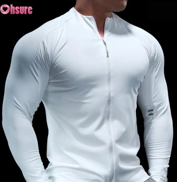 Custom Mens Sports Jackets Manufacturer | Quick Dry Zipper Up Sweatshirt Jacket OEM Service With Logo printing And Private label Polyester Spandex Slim Fit Gym Jacket