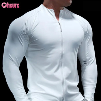 Custom Mens Sports Jackets Manufacturer | Quick Dry Zipper Up Sweatshirt Jacket OEM Service With Logo printing And Private label Polyester Spandex Slim Fit Gym Jacket