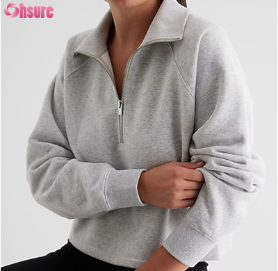 Custom Womens Zipper Up Sweatshirts Manufacturer | Women 1/2 Zipper Cotton Polyester Fleece Sweatshirt Heavy Cotton Sweatshirt Manufacturer