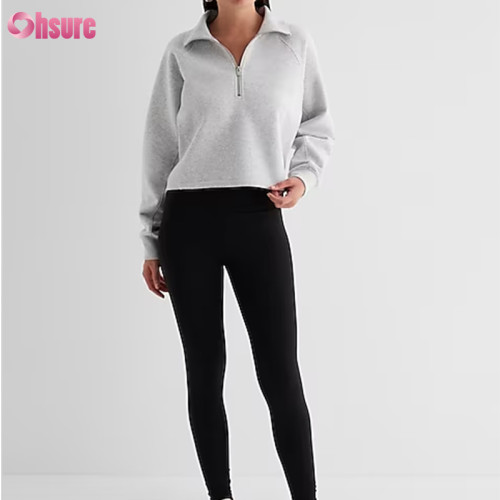 Custom Womens Zipper Up Sweatshirts | Women 1/2 Zipper Cotton Polyester Fleece Sweatshirt Heavy Cotton Sweatshirt Manufacturer