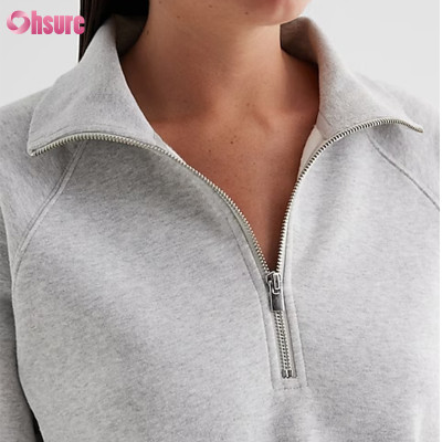 Custom Womens Zipper Up Sweatshirts | Women 1/2 Zipper Cotton Polyester Fleece Sweatshirt Heavy Cotton Sweatshirt Manufacturer