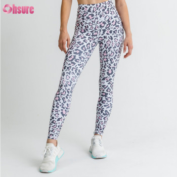 Custom Womens Gym Leggings Manufacturer | Nylon Spandex Polyester Spandex Sublimation Printing Leopard Yoga Pants Low MOQ Supplier High Waistband Tummy Control Fitness Tights