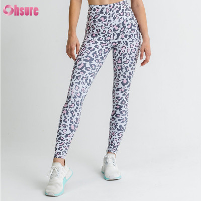 Custom Womens Gym Leggings Manufacturer | Nylon Spandex Polyester Spandex Sublimation Printing Leopard Yoga Pants Low MOQ Supplier High Waistband Tummy Control Fitness Tights