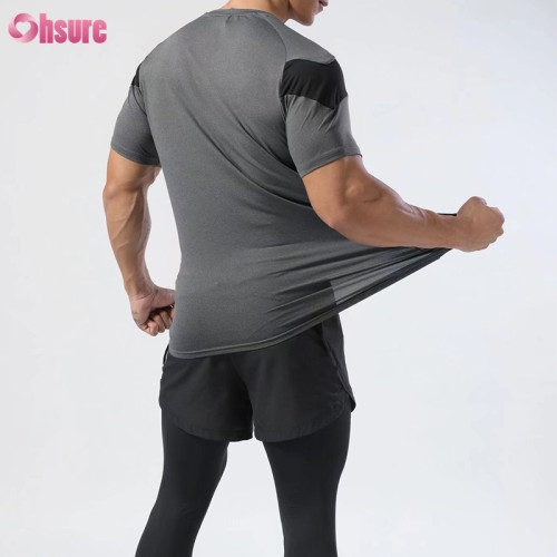 Custom Mens Gym T Shirt Manufacturer | 92% Polyester 8% Spandex Quick Dry Moisture Qicking Mens Gym Workout T Shirt OEM Service