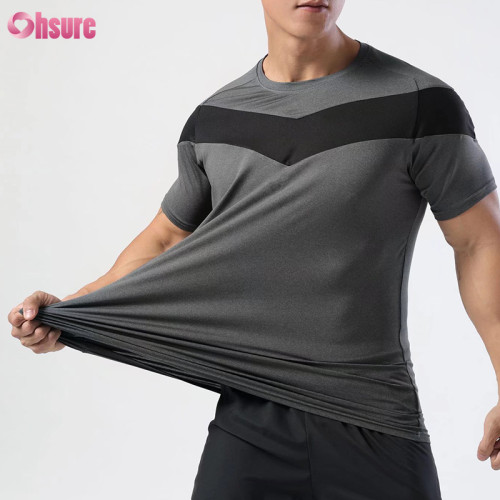 Custom Mens Gym T Shirt Manufacturer | 92% Polyester 8% Spandex Quick Dry Moisture Qicking Mens Gym Workout T Shirt OEM Service