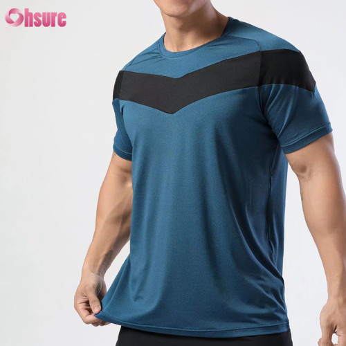 Custom Mens Gym T Shirt Manufacturer | 92% Polyester 8% Spandex Quick Dry Moisture Qicking Mens Gym Workout T Shirt OEM Service