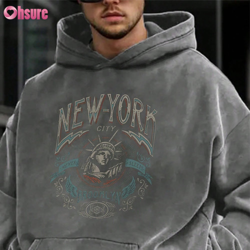 Custom Mens Oversize Hoodie | Men's Acid Wash Digital Printing Oversize Pullover Hoodie, Heavy Cotton Hoodie Supplier OEM Service