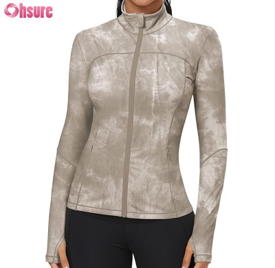 Custom Womens Sports Jacket Manufacturer | Slim Fit Yoga Jacket Top Women Tie Dye Nylon Spandex Polyster Spandex Running Jacket Gym Jacket Fitness Top Suppleir