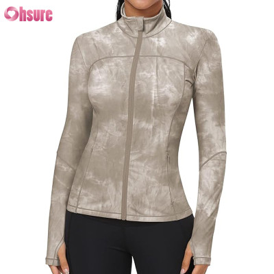 Custom Womens Sports Jacket Manufacturer | Slim Fit Yoga Jacket Top Women Tie Dye Nylon Spandex Polyster Spandex Running Jacket Gym Jacket Fitness Top Suppleir